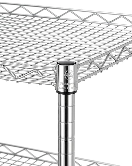 Finnhomy 3 Tier Heavy Duty Commercial Grade Utility Cart, Wire Rolling Cart with Handle Bar, Steel Service Cart with Wheels, Kitchen Carts on Wheels, Metal Cart Shelf Size 18" D x 36" W, NSF, Chrome - LeafyLoom