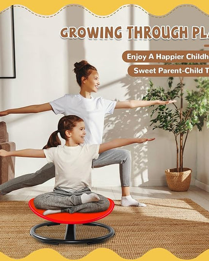 Zhenx Spinning Chair for Kids, Autism Kids Swivel Chair, Kids Sensory Chair, Spinning Chair for Autistic Kids & ADHD Children, Sit and Spin Training Body Coordination(Red) - LeafyLoom
