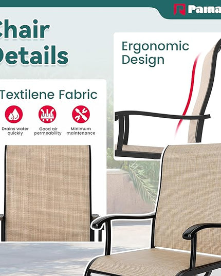Pamapic 7 Pieces Patio Dining Set, Outdoor Dining Set for Garden Backyard Poolside Deck,Outdoor Table and Chairs Set with 6 Textilene Swivel Chairs,Beige - LeafyLoom