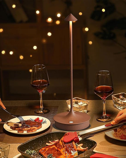 Cordless Table Lamps Rechargeable, LED Desk Lamp 4000mAh Battery Operated Outdoor Waterproof Portable Touch Dimmable Table Light for Patio/Restaurant/Bar/Indoor (Brown-2PC) - LeafyLoom