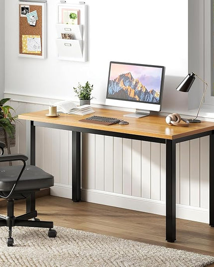 sogesfurniture Modern Simple Style Home Office Gaming Desk, 47.2 inches Office Desk Computer Desk Gaming Desk Computer Table Sturdy Writing Workstation for Home Office, Teak+Black - LeafyLoom