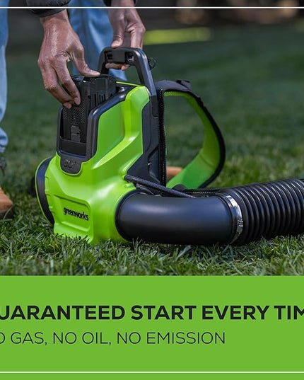 Greenworks 80V (750 CFM) Backpack Blower, 4.0Ah Battery and 4A Charger - LeafyLoom