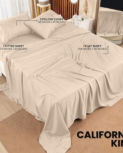 Utopia Bedding California King Bed Sheets Set - 4 Piece Bedding - Brushed Microfiber - Shrinkage and Fade Resistant - Easy Care (California King, Beige) - LeafyLoom