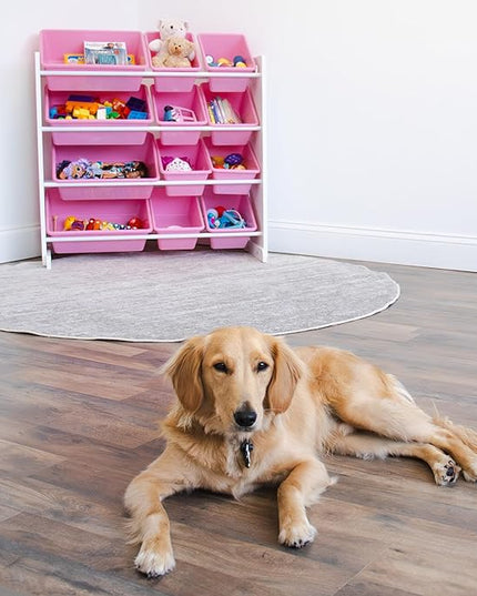 Humble Crew, White/Pink 12 Bin Toy Storage Organizer - LeafyLoom