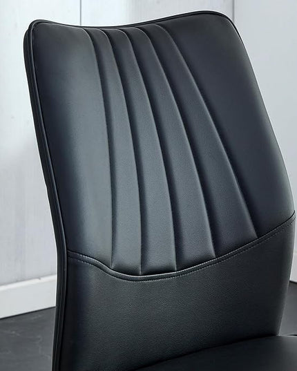 NicBex Dining Chairs Set of 6 Modern Faux Leather High Back Dining Chair Dining Room Kitchen Chairs with Silver Metal Legs,Chairs for Dining Room, Kitchen,Living Room, and Restaurants,Black - LeafyLoom