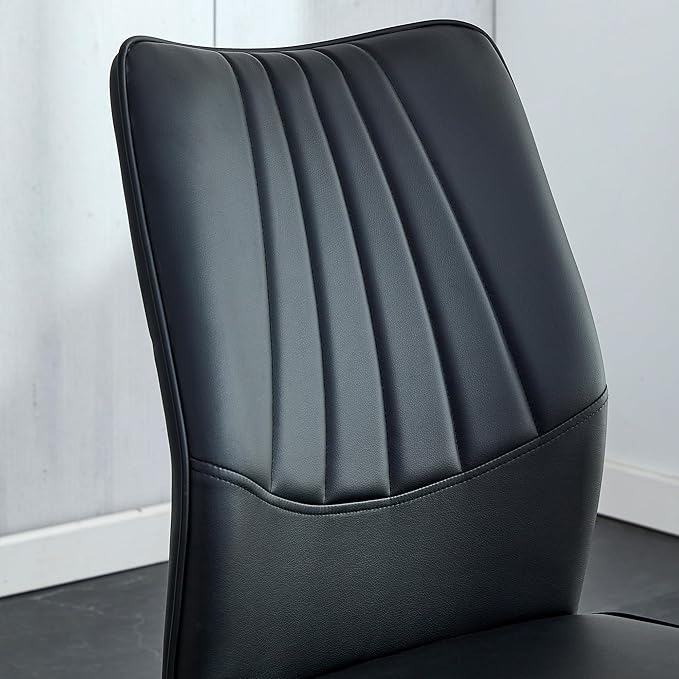 NicBex Dining Chairs Set of 6 Modern Faux Leather High Back Dining Chair Dining Room Kitchen Chairs with Silver Metal Legs,Chairs for Dining Room, Kitchen,Living Room, and Restaurants,Black - LeafyLoom