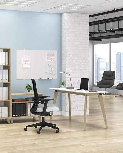 HON Basyx BSX55WPLTWH Modern Home Office Wood Computer Desk, 55", White - LeafyLoom