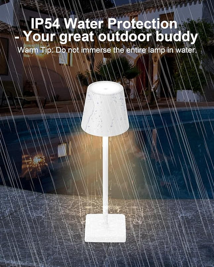 2 Pack Rechargeable Table Lamp, LED Cordless Desk Lamp, 5200mAh Battery Operated Table Light, 3 Color Stepless Dimming Up Waterproof for Coffee Table/Indoor/Outdoor (White 2Pack) - LeafyLoom