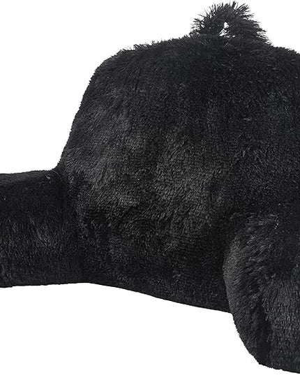Klear Vu Shaggy Reading Pillow Back Rest Body Pillow for Adults and Kids, Lumbar and Arm Support on Bed, Chair, Couch, Sofa and Floor, 30" x 21", One Size, Midnight Black - LeafyLoom