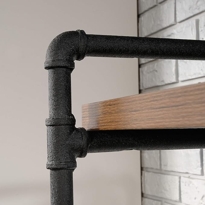 Sauder Iron City Tall Bookcase/book shelf, Checked Oak finish - LeafyLoom