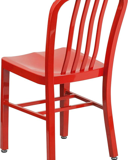 Flash Furniture Gael Indoor/Outdoor Modern Metal Dining Chairs, Commercial-Grade Galvanized Steel Restaurant Chairs, Set of 2, Red - LeafyLoom