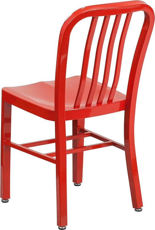 Flash Furniture Gael Indoor/Outdoor Modern Metal Dining Chairs, Commercial-Grade Galvanized Steel Restaurant Chairs, Set of 2, Red - LeafyLoom