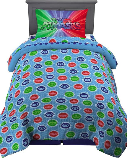 Franco Kids Bedding Super Soft Comforter and Sheet Set, 4 Piece Twin Size, PJ Masks - LeafyLoom