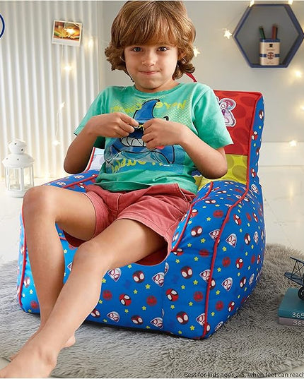 Idea Nuova Marvel Spidey & His Amazing Friends Toddler Nylon Bean Bag Chair with Piping & Top Carry Handle, NN201537, Large, Spidey & Friends - LeafyLoom