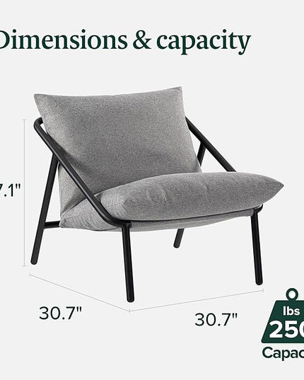 ZINUS Ada Sling Accent Chair, Metal Framed Armchair with Shredded Foam Cushioning, Light Grey - LeafyLoom