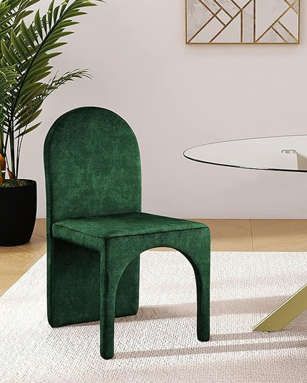 Meridian Furniture Summer Collection Modern | Contemporary Velvet Upholstered Dining Side Chair with Steel Frame, Set of 2, Green - LeafyLoom