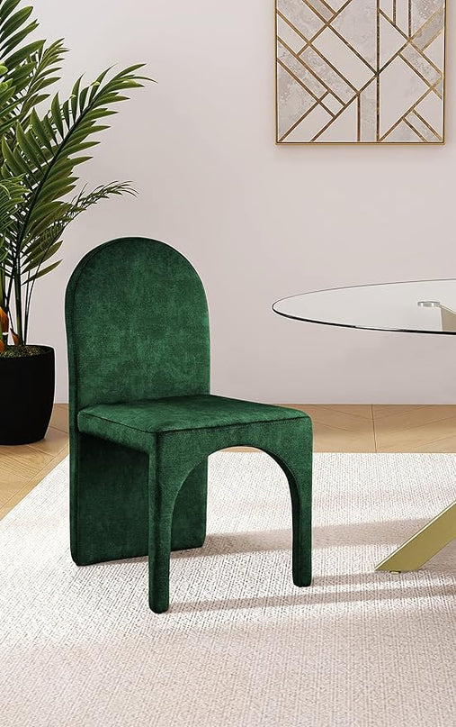 Meridian Furniture Summer Collection Modern | Contemporary Velvet Upholstered Dining Side Chair with Steel Frame, Set of 2, Green - LeafyLoom