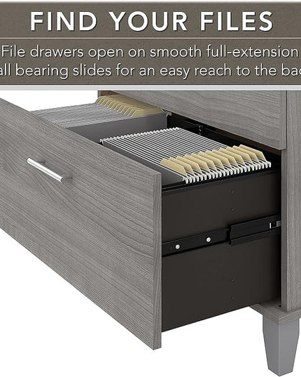 Bush Somerset 2-Drawer Lateral File Cabinet, Letter/Legal, Platinum Gray, 30-Inch (WC81280) - LeafyLoom