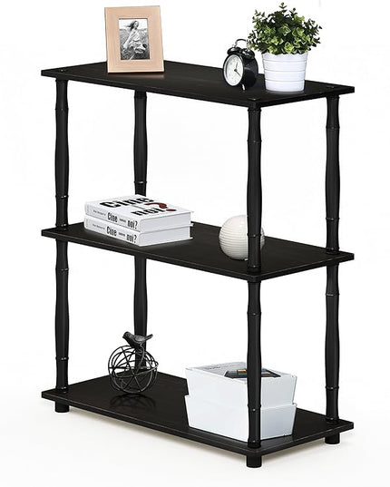 Furinno Turn-N-Tube 3-Tier Compact Multipurpose Shelf Display Rack with Classic Tube, Espresso/Black - LeafyLoom