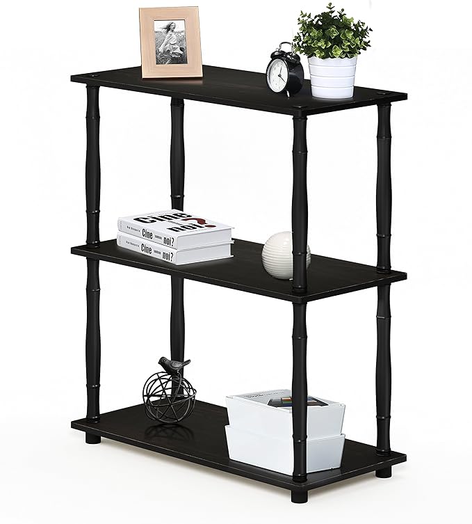 Furinno Turn-N-Tube 3-Tier Compact Multipurpose Shelf Display Rack with Classic Tube, Espresso/Black - LeafyLoom