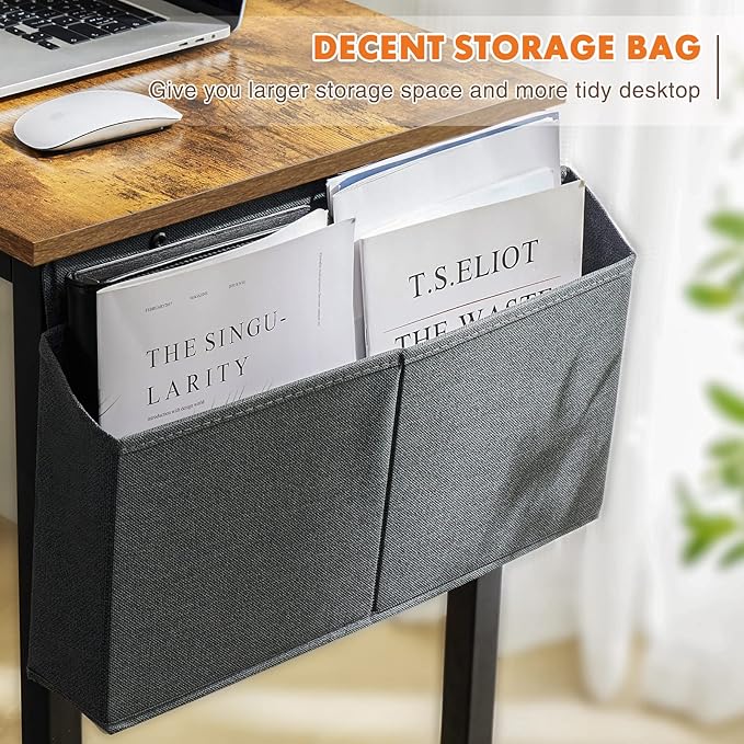 Small Computer Desk 31 Inch Small Office Desk Writing Desks Home Office Desks Small Space Desk Study Table Modern Simple Style Work Table with Storage Bag Headphone Hook Metal Frame for Home, Bedroom - LeafyLoom