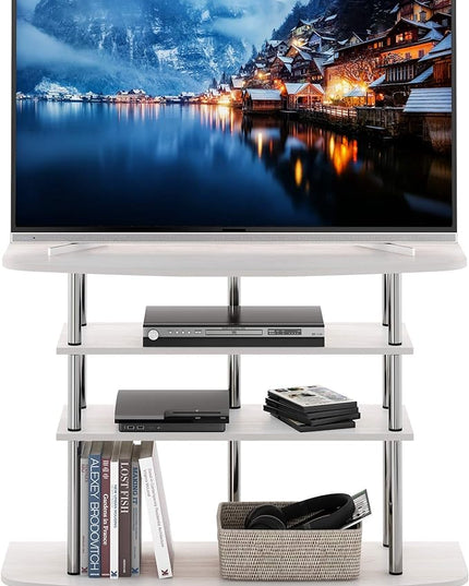 Furinno Frans Turn-N-Tube TV Stand for TV Size up to 43 Inch, 4-Tier, White Oak - LeafyLoom
