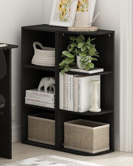 Furinno Pasir 3-Tier Corner Open Shelf Bookcase, Blackwood - LeafyLoom