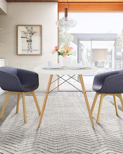 FurnitureR Dining Table Round 31.5 Inch with Wooden Legs Modern Multifunctional Table for Home Kitchen Living Room Corner Small Spaces Leisure, White - LeafyLoom