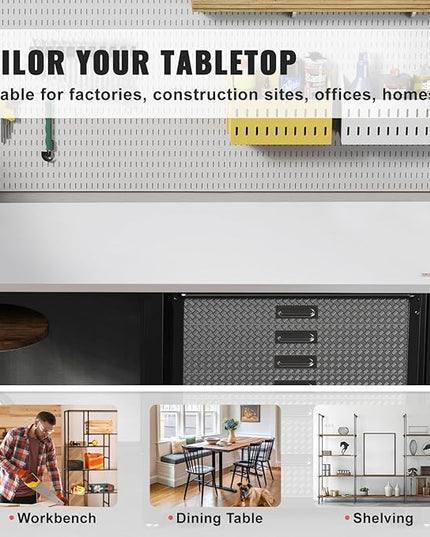 VEVOR One-Piece Particle Board Desktop Universal Tabletop, 60" x 25" x 1", White - LeafyLoom