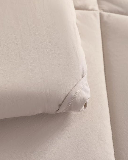 NTBAY Twin Comforter Set with Sheets, 5 Pieces Soft and Breathable Twin Bedding Set, Twin Bed in a Bag, Down Alternative Comforter Set Solid Color All Season, Kids Bedding Set, Taupe - LeafyLoom
