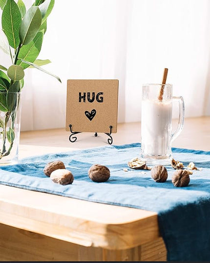 Hug - Home Office Desk Decor Wood Plaque with Stand, Love You Gifts, Thinking of You Gifts for Women Friends Girlfriend Boyfriend Mom Sisters - A03 - LeafyLoom