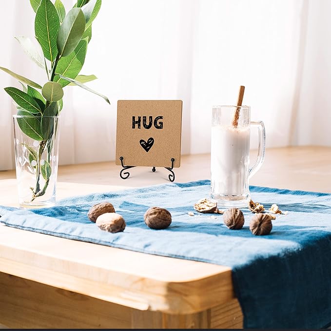 Hug - Home Office Desk Decor Wood Plaque with Stand, Love You Gifts, Thinking of You Gifts for Women Friends Girlfriend Boyfriend Mom Sisters - A03 - LeafyLoom