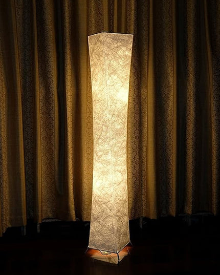 LEONC 52" Inch LED Floor Lamp with Fabric Shade & 2 Bulbs for Bedroom Living Room Warm Atmosphere (Slim Size: 7.8 x 7.8 x 52-Inch) - LeafyLoom