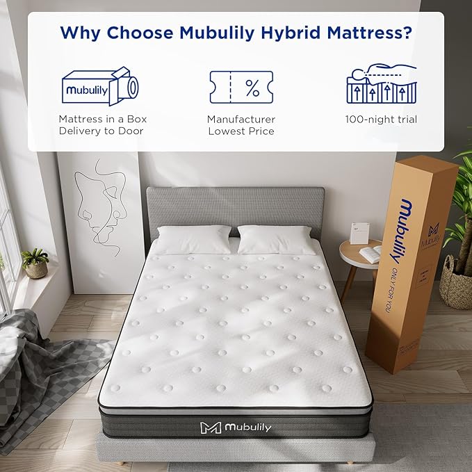 Queen Mattress,14 Inch Memory Foam Mattress Queen Size,Queen Size Mattresses Made of Foam and Individual Pocketed Springs,Strong Edge Support,Decompression,Cool and Breathable - LeafyLoom