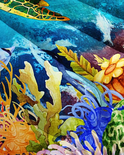 Kids Turtle Rose Comforter Set Queen Beach Theme Jellyfish Starfish Bedding Set Sea Animal Reptile Bed Set with 2 Pillowcases for Boys Girls Room Decor - LeafyLoom