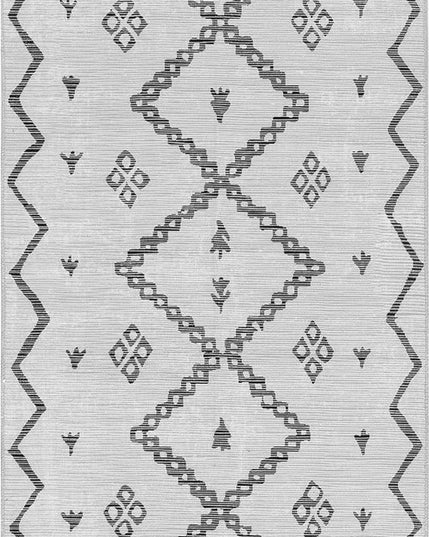nuLOOM Celesta Bohemian Trellis Machine Washable Ultra Thin Runner Rug, 2' 6" x 8', Ivory - LeafyLoom