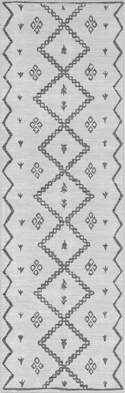 nuLOOM Celesta Bohemian Trellis Machine Washable Ultra Thin Runner Rug, 2' 6" x 8', Ivory - LeafyLoom
