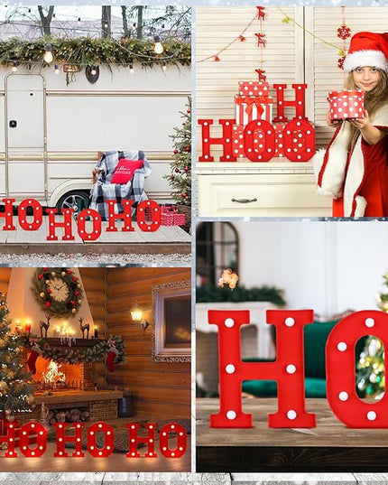 VIHOSE Christmas LED Letter Lights Sign Table Decoration Christmas Light up Letters Battery Powered Letter for Home Bar Christmas Party Bedroom Tabletop Decoration Gift(Ho Ho Ho) VIHOSE