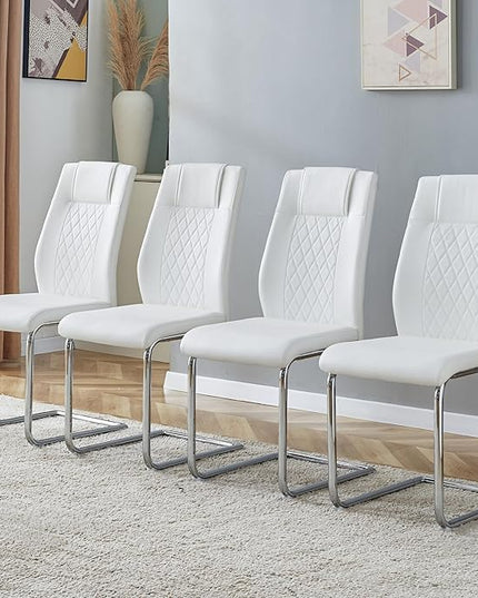 NicBex Haerin-SD-00311-LWJ Dining Chairs, 16"x19"x38", White and Silver - LeafyLoom