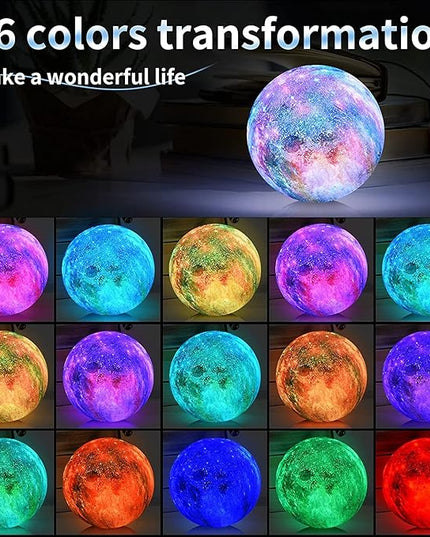 Galaxy Moon Lamp Night Light for Kids adults -16 Colors with Timer, Stand & Remote/Touch Control Moon light - Birthday Valentines Gifts for Kids Women - Mood Lighting for Bedroom Home Décor - 5.9 INCH - LeafyLoom