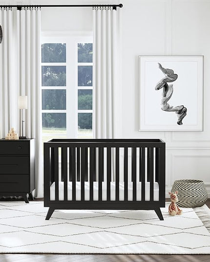 DaVinci Otto 3-in-1 Convertible Crib in Ebony, GREENGUARD Gold Certified - LeafyLoom