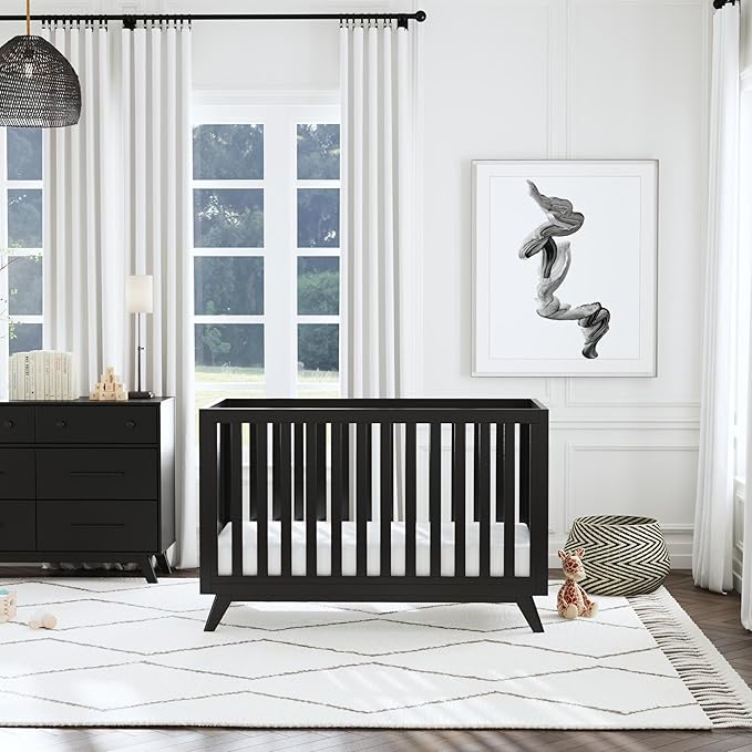 DaVinci Otto 3-in-1 Convertible Crib in Ebony, GREENGUARD Gold Certified - LeafyLoom