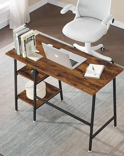 VECELO 43 Inch Computer Home Office, Writing Storage Side Hutch Workstation with Shelf Desk 43", Classic Walnut - LeafyLoom