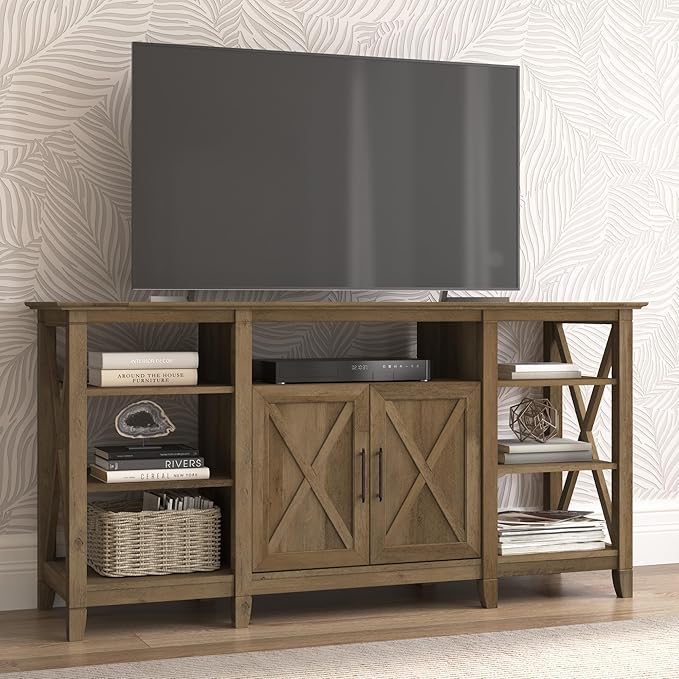 Bush KWV160RCP-03 Key West Tall TV Stand, Reclaimed Pine, Screens up to 65-Inch - LeafyLoom