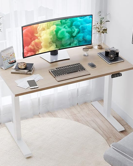 Sunon Sit Laptop Computer Writing Workstations with 3 Pre-Set and USB Port 48" for Home Office Smart Advanced Standing Desk, Oak - LeafyLoom