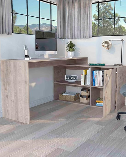 NicBex Kimberly-DW-00003-LWJ Home Office Desks, 59.6"x45.9"x30.1", Light Gray - LeafyLoom