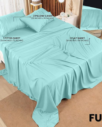 Utopia Bedding Full Bed Sheets Set - 4 Piece Bedding - Brushed Microfiber - Shrinkage and Fade Resistant - Easy Care (Full, Spa Blue) - LeafyLoom