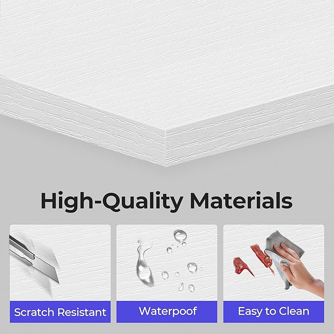 JOISCOPE 55 Inches Computer Office Desk with Table Power Outlets, Home Office White Desk with Storage Shelves and USB & Type-C Outlet for Bedroom, Home Office, Morden Simple Writing Table, White - LeafyLoom