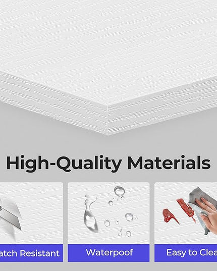 JOISCOPE 48 Inches Computer Office Desk with Table Power Outlets, Home Office White Desk with Storage Shelves and USB & Type-C Outlet for Bedroom, Home Office, Morden Simple Writing Table, White - LeafyLoom