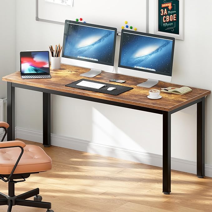 DlandHome Computer Desk Home Office Table Writing Desk Study Table Gaming Desk Worstation (63 inch, Retro) - LeafyLoom